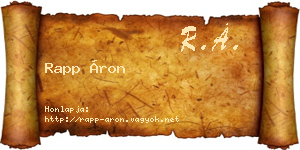 Rapp Áron névjegykártya